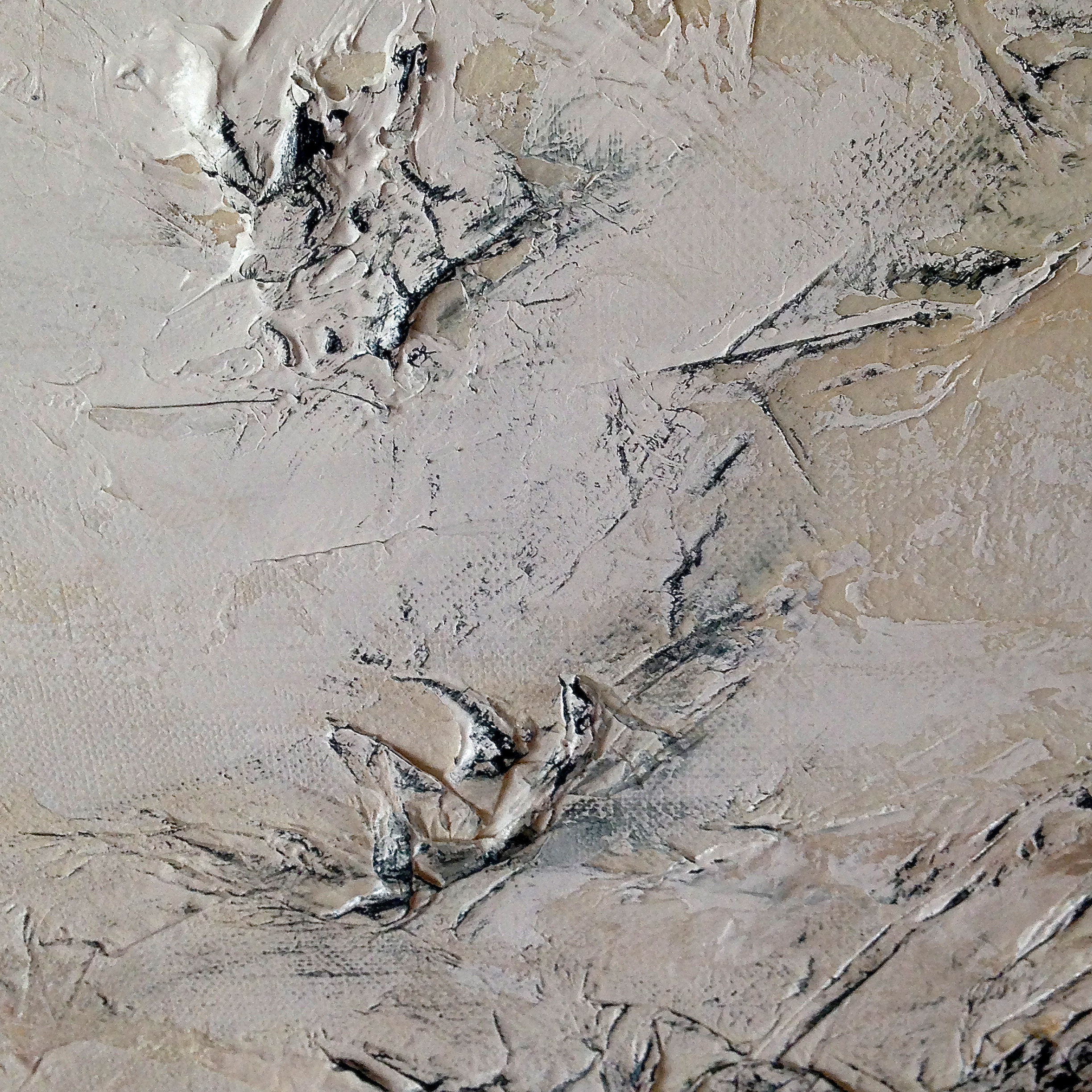 Earth XIII, 100x100, mixed media on canvas (paper, sand, acrylic) - detail 3